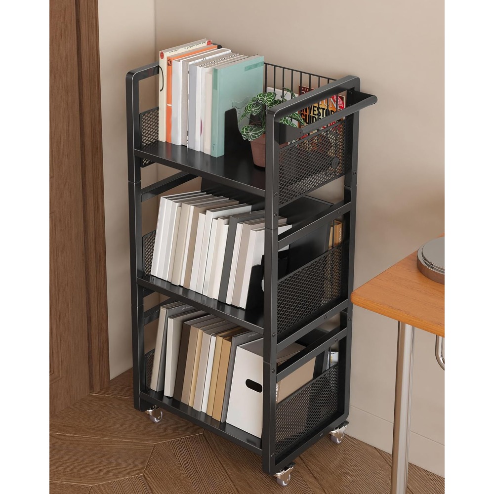 Book Cart Rolling - Heavy Duty Double-Sided Book Cart with
