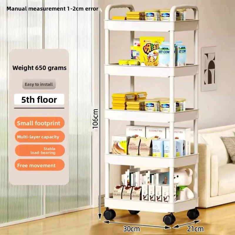 Book Cart Rolling - 5-Tier Rolling Storage Cart with Wheels