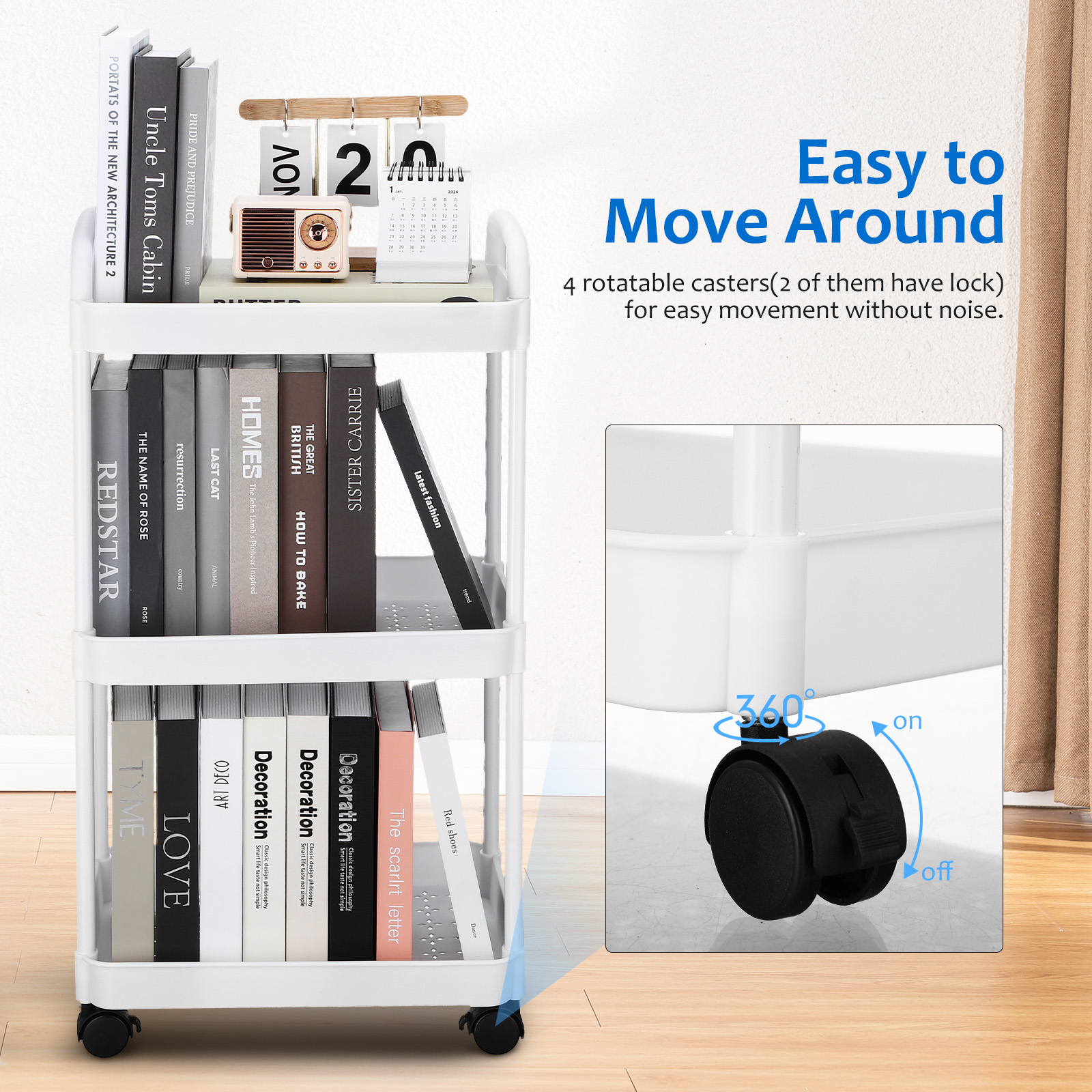 3 Tier Rolling Cart Storage Tr - Book Cart Rolling avis et prix