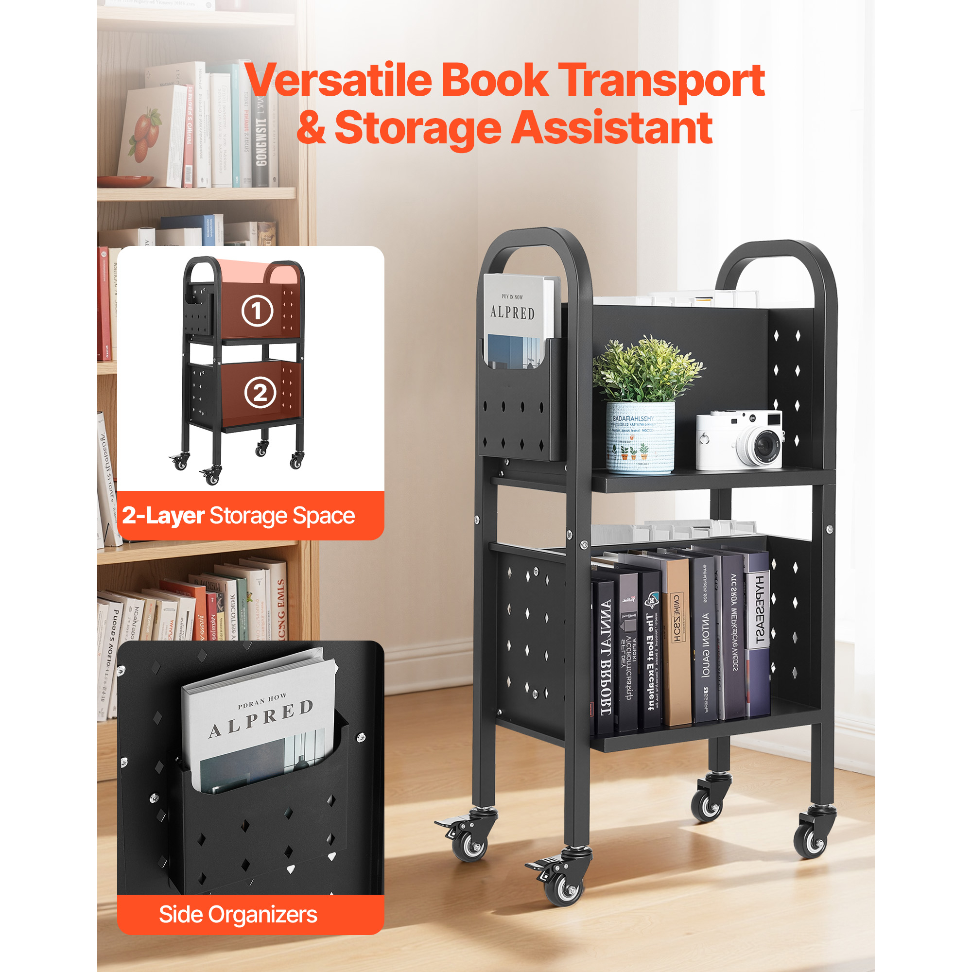 SucceBuy 150Lbs Rolling Librar - Book Cart Rolling avis et prix