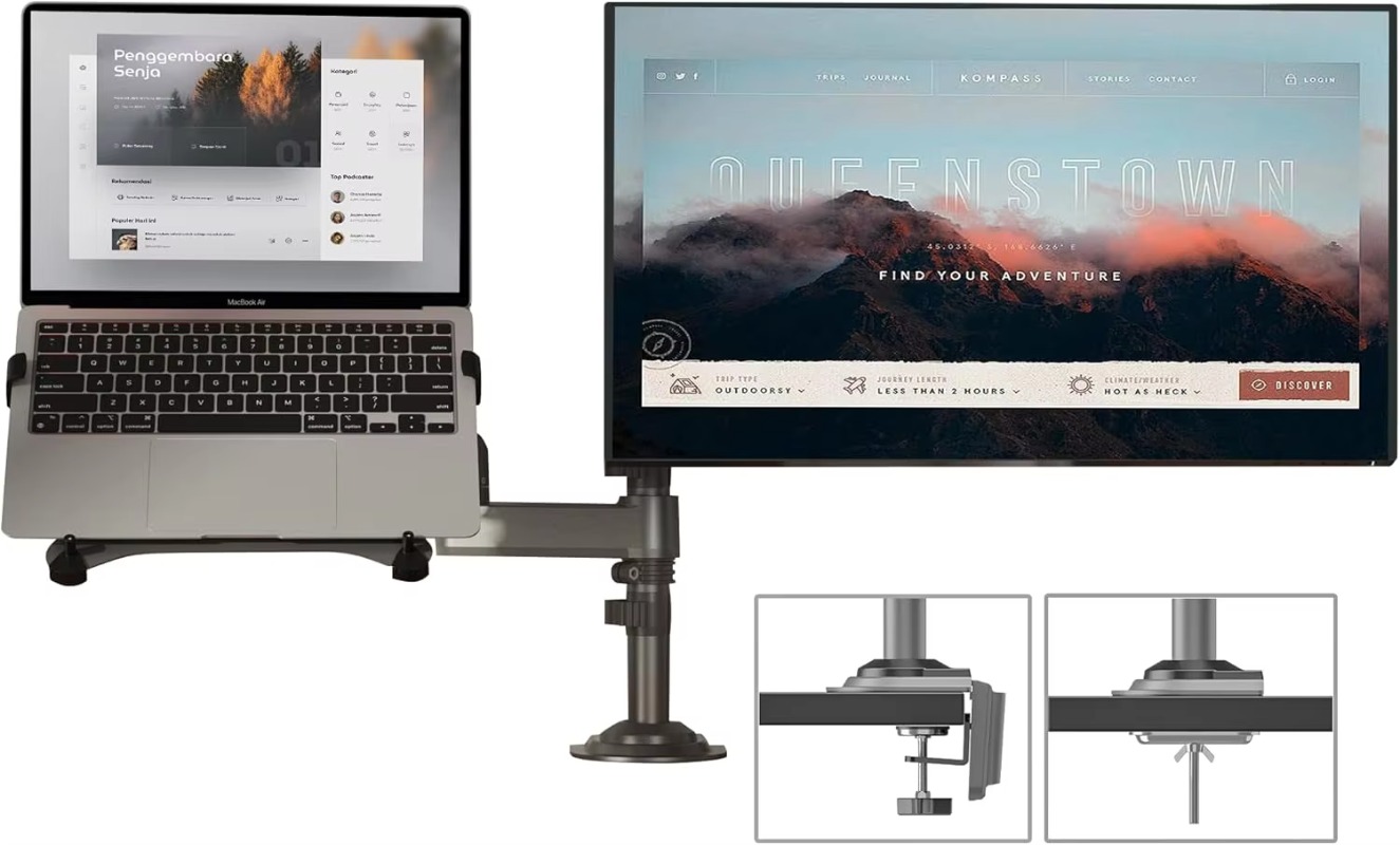 Dual Arm 2 in 1 Combo Laptop M - Adjustable Monitor Mount avis et prix