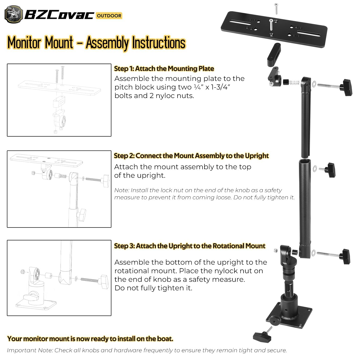 Marine Anodized Aluminum Monit - Adjustable Monitor Mount avis et prix