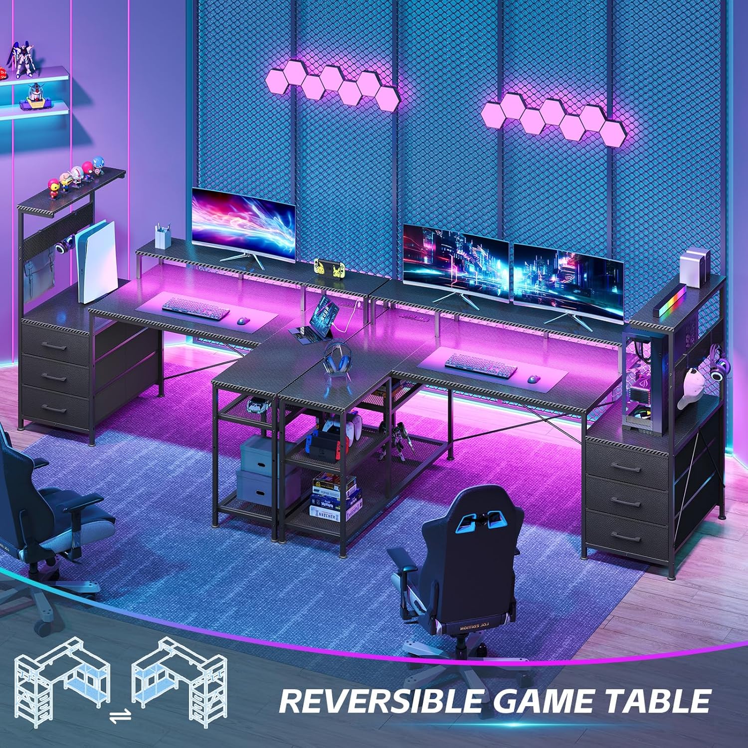L Shaped Gaming Desk with Draw - Office Furniture Com avis et prix