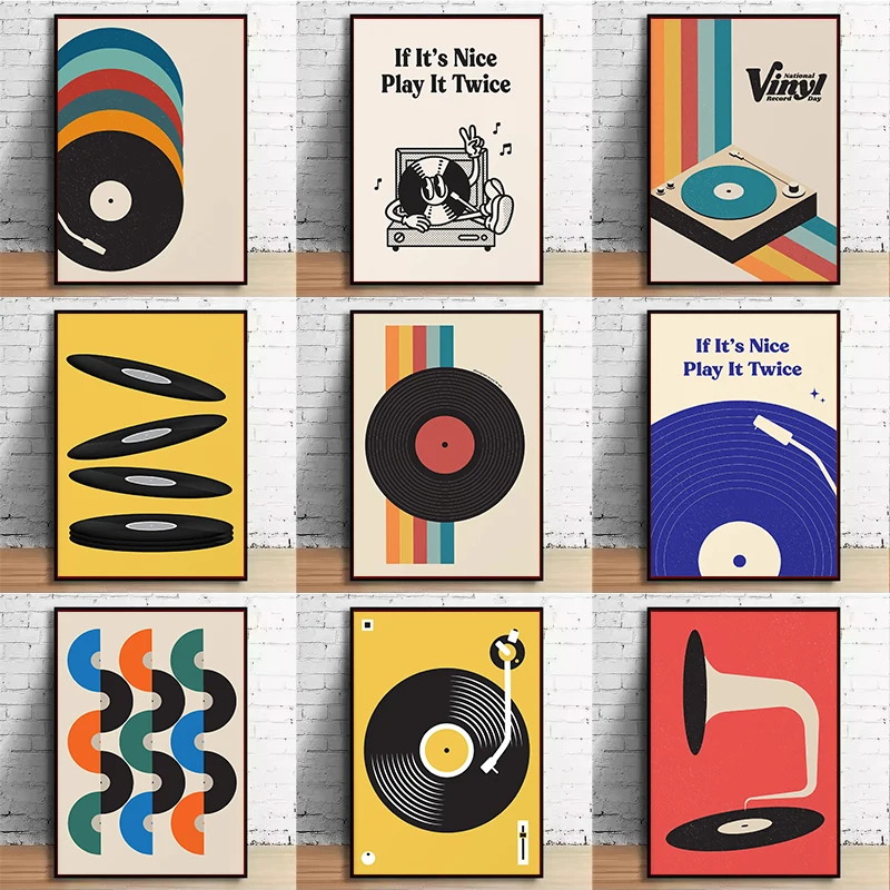 Mid Century Vinyl Record Canva - Office Furniture Used avis et prix