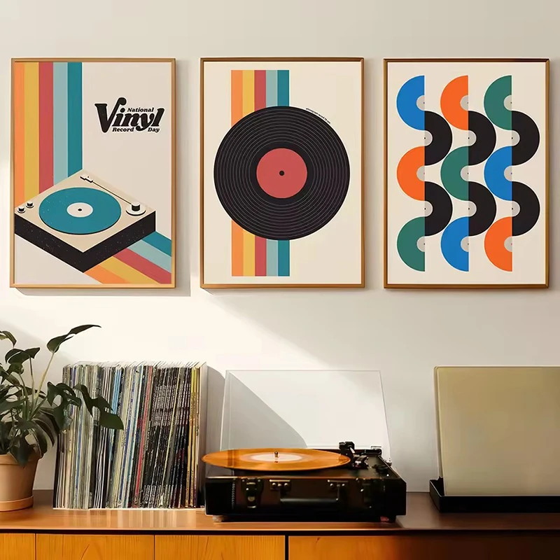 Mid Century Vinyl Record Canva - Office Furniture Used avis et prix