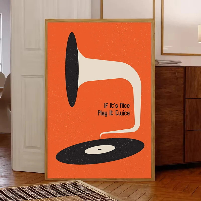 Mid Century Vinyl Record Canva - Office Furniture Used avis et prix