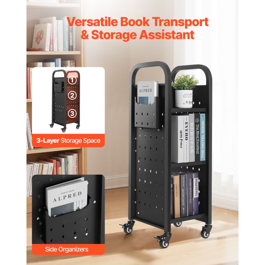 Rolling Library Book Cart 3‑Ti - Book Cart Rolling avis et prix