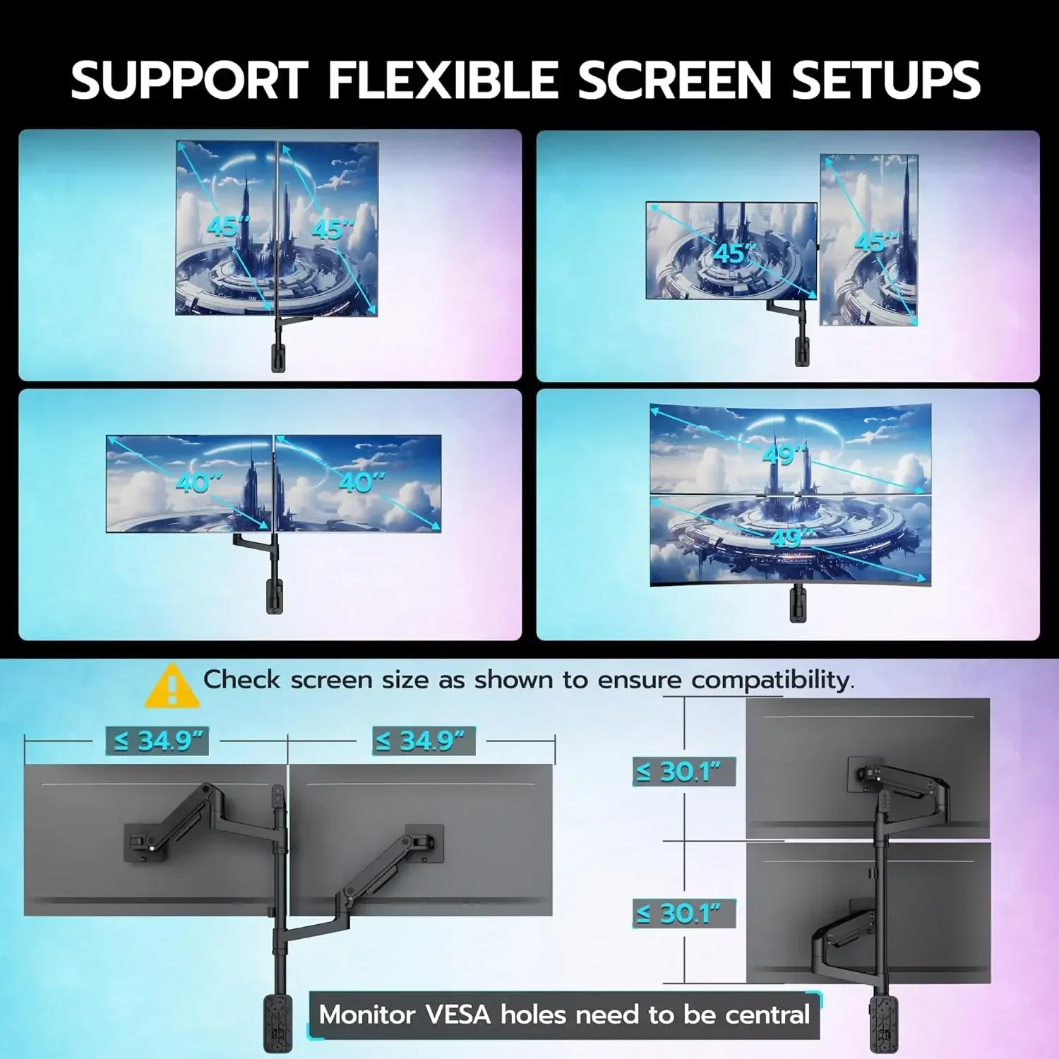 Dual Monitor Wall Mount for 17 - Adjustable Monitor Mount avis et prix