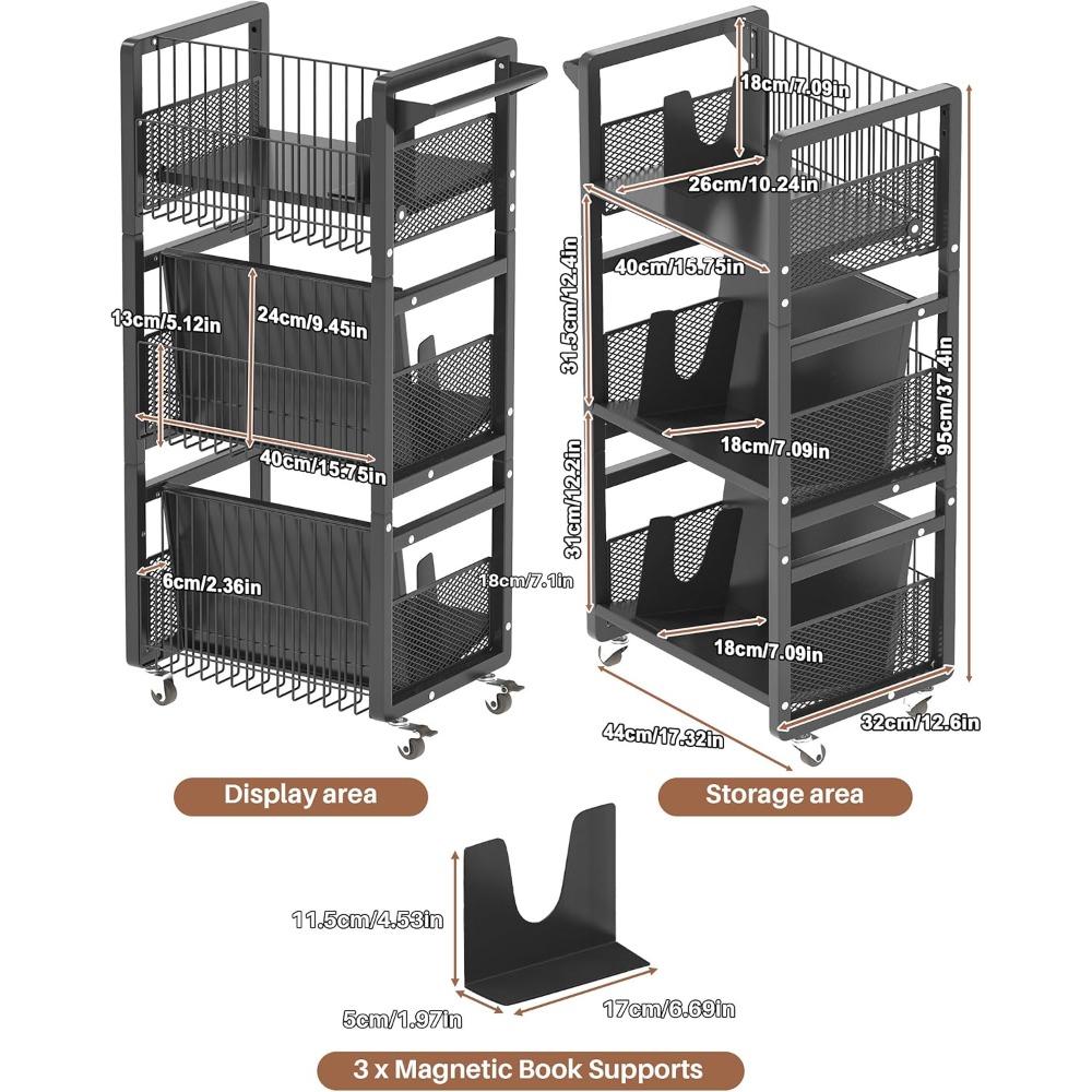 Heavy Duty Double-Sided Book C - Book Cart Rolling avis et prix