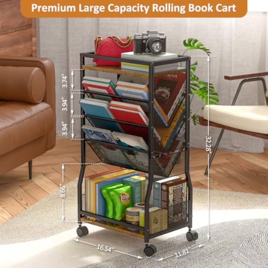 8 Tier Rolling Book Cart with  - Book Cart Rolling avis et prix