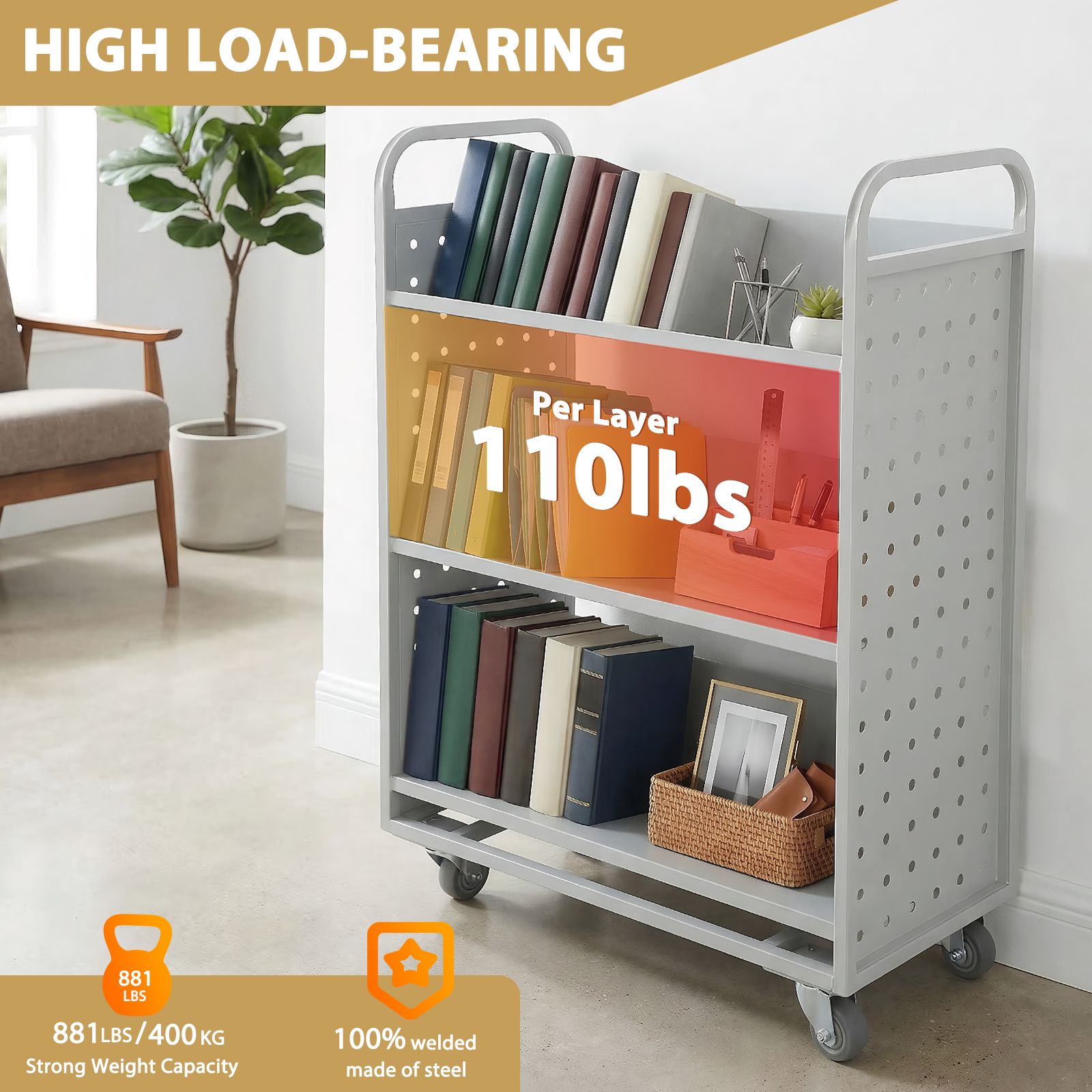 Archive Storage Cart Slanted S - Book Cart Rolling avis et prix